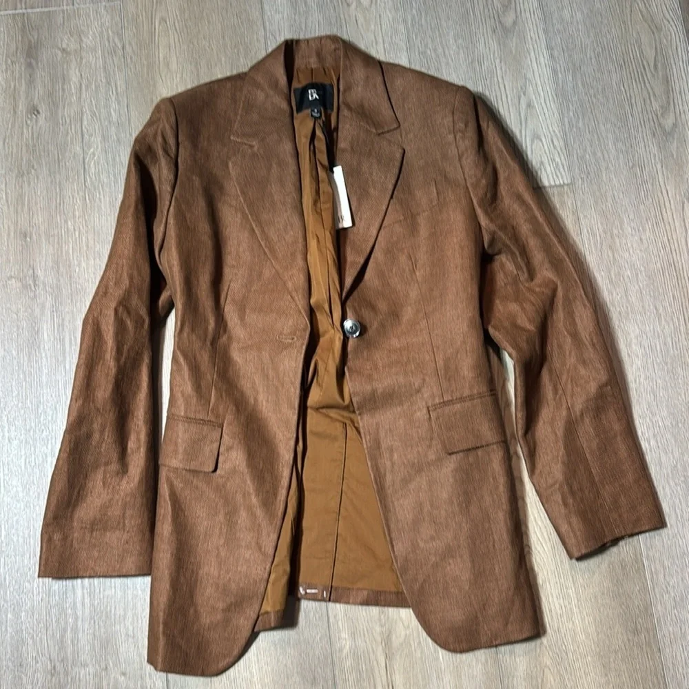NWT! Banana Republic Toasted Hickory Brown Isola Hourglass Linen Blazer -Size 0🩷